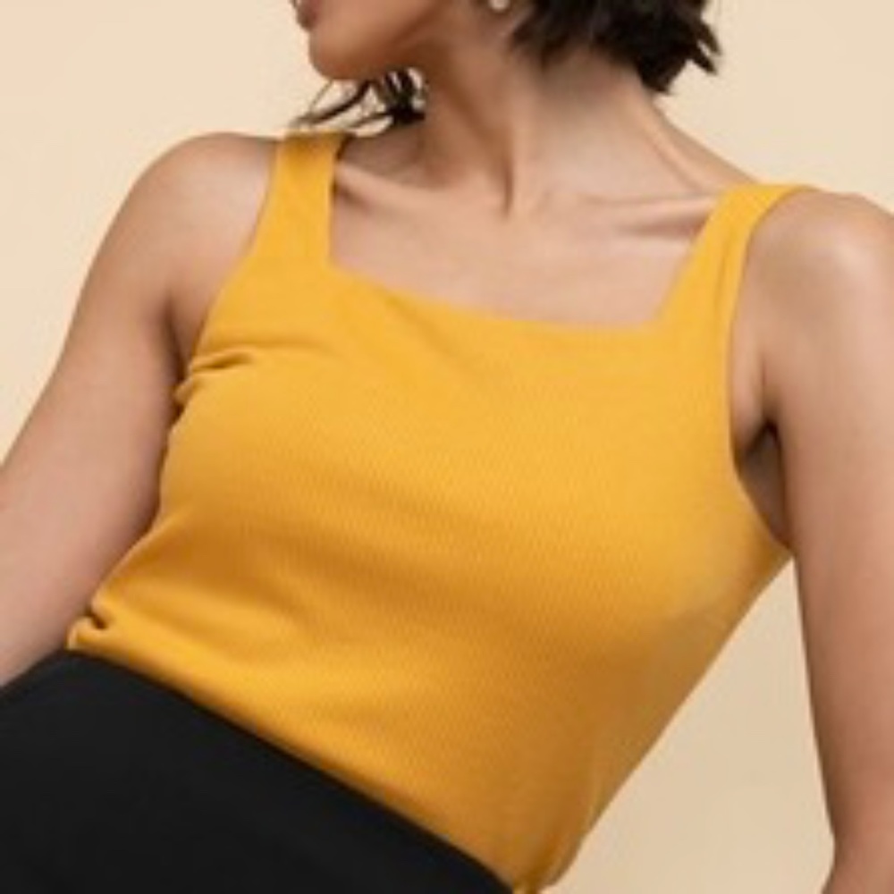 Square Neck Rib Tank, Lined XL Mango Mojito New with Tags